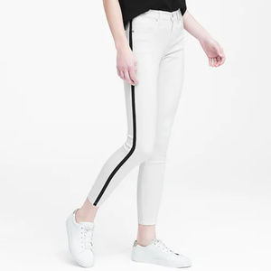 BR Mid-Rise Skinny Cropped White Black Stripe Jean